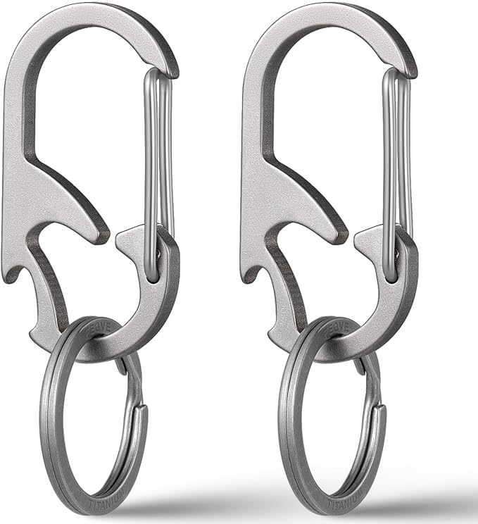 TISUR Titanium Carabiner Keychain Clip, Anti-Lost Key Ring Holder, Self-Locking by TISUR