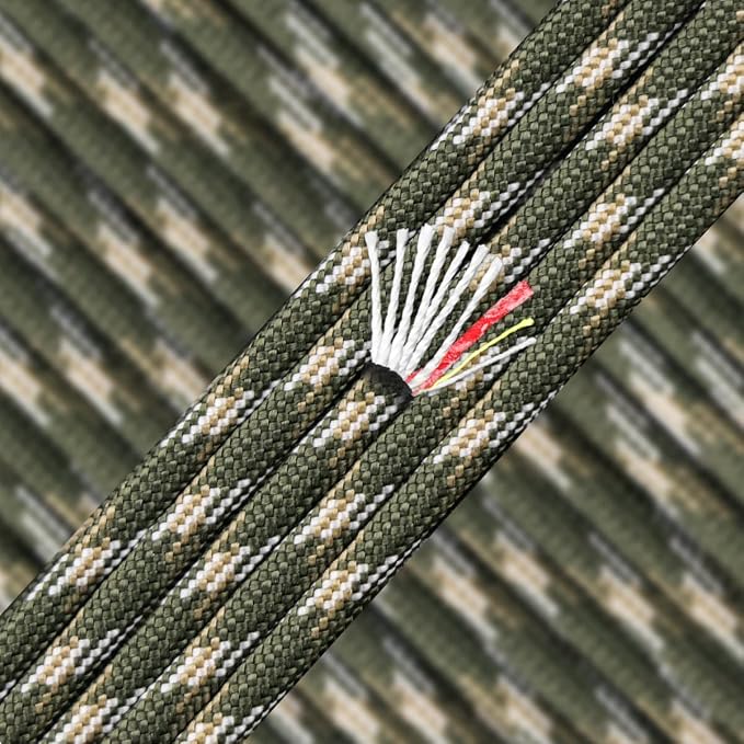 PSKOOK Survival Paracord Parachute Fire Cord Survival Ropes Red Tinder Cord PE by PSKOOK