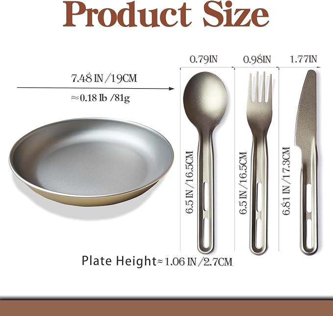 7.5Inch Titanium Plate With Knife Fork Spoon Set Of 4 - Image 2
