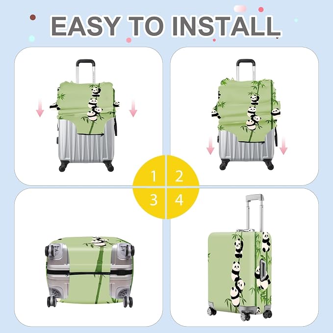 ANNA QUEEN Cute Panda Bamboo Luggage Cover, Cartoon Animal Suitcase Protector - Image 5
