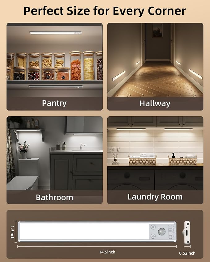 EZVALO 134 LED Under Cabinet Lights, 4000mAh Rechargeable Motion Sensor Light - Image 8