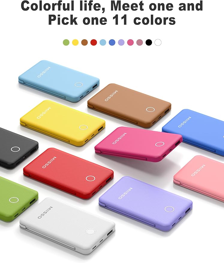 miisso 6000mah Ultra Slim Built in Cables Power Bank, Card Size Built in USB C - Image 8