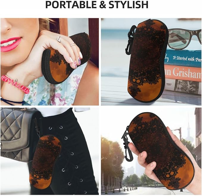 Watercolor Orca Whale Glasses Case Neoprene Portable Zipper Eyeglass Bag - Image 8