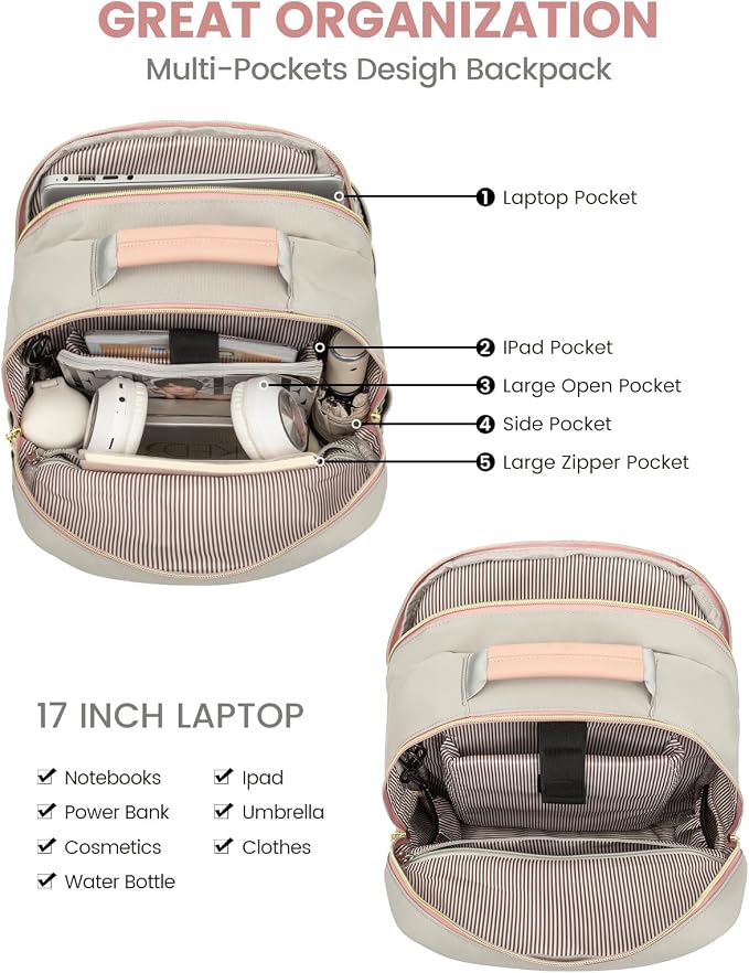 LOVEVOOK Laptop Backpack for Women, Travel Computer Work Bags - Image 3