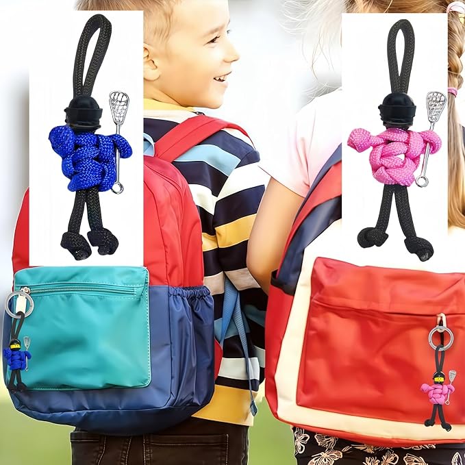 Lacrosse Keychain with Stick | Paracord Buddy Backpack Charm | Sports Zipper - Image 4