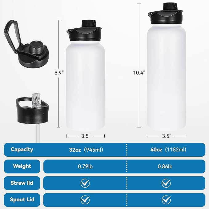 VEGOND 32 oz Insulated Water Bottle Stainless Steel Metal Water Bottles - Image 4