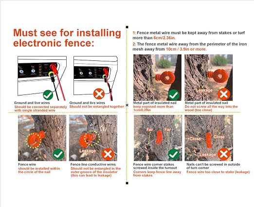 30 Miles/48km Solar Electric Fence Charger, 15W Solar Powered Fencer - Image 5