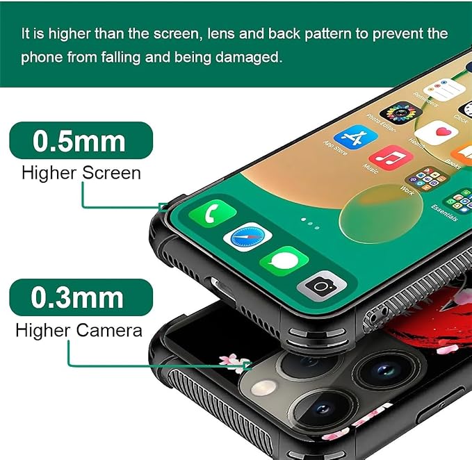 for iPhone 14 Pro Max Case, Sakura Japanese Samurai Pattern Graphic Design Girl - Image 4