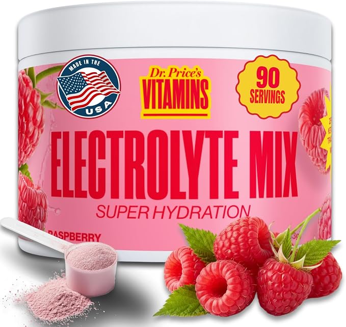 Dr. Price’s Electrolytes Powder Bulk – Raspberry, 90 Servings | Sugar Free by DrPricesVitamins