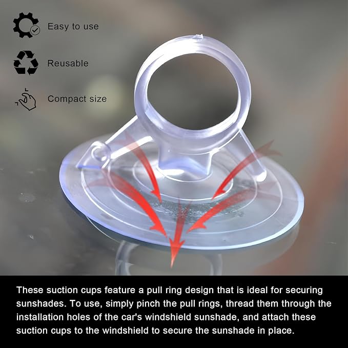 24 PCS Glass Strong Transparent Suction Cups, Windshield Sunshade Dovetail - Image 3
