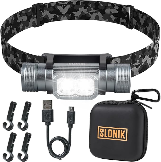 SLONIK Rechargeable Headlamp for Adults by SLONIK