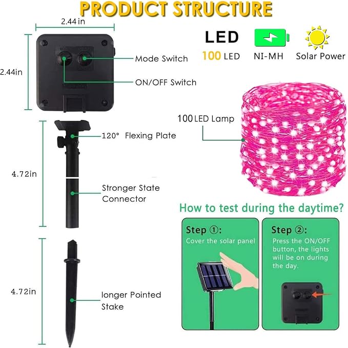 Solar Pink Valentine String Lights Outdoor - Image 9