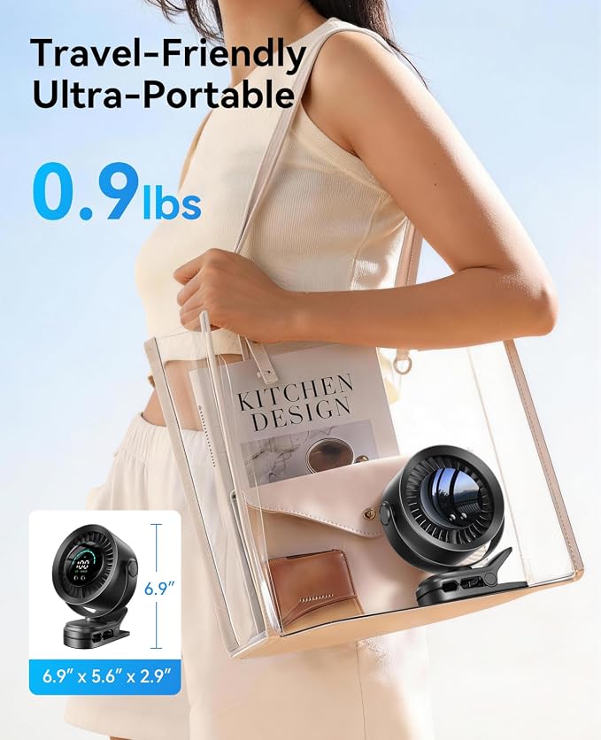 KIMMOO Portable Clip on Fan, 100-Speed Rechargeable USB Fan - Image 8