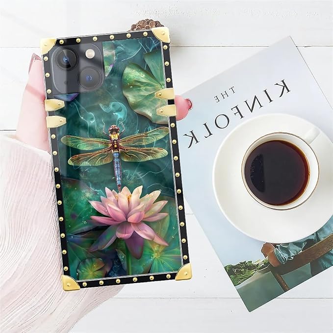 Compatible with iPhone 14 Case, Colourful Dragonfly Pink Lily Pads Luxury - Image 7
