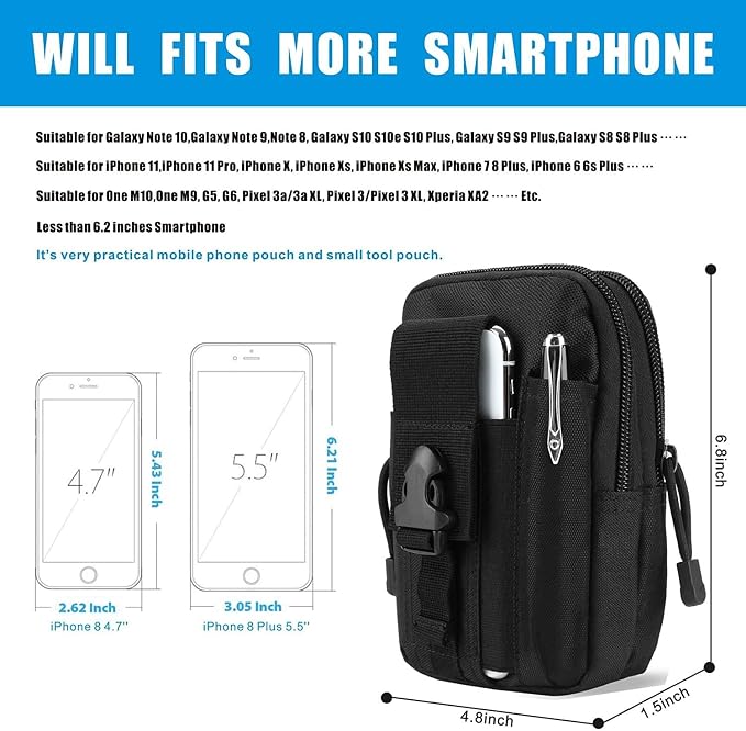 Belt Pouch, Tactical Molle Phone Pouch EDC Utility Pouches Waist Bag, Small - Image 3