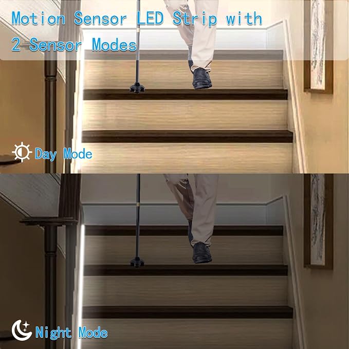 echosari Battery Operated Motion Sensor Cabinet Strip Lights, 9.8Ft 90 LED - Image 3