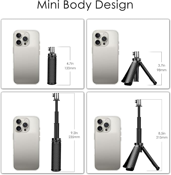 Mini Selfie Stick Tripod for GoPro Hero 13 12 11 10 9 8, Portable Handle Grip - Image 4