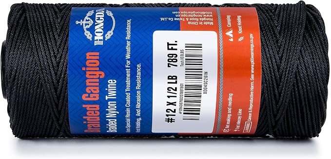 HONGDA Braided Tarred Bank Line Braided Nylon Twine, 789 Feet #12 Bank Line - Image 3