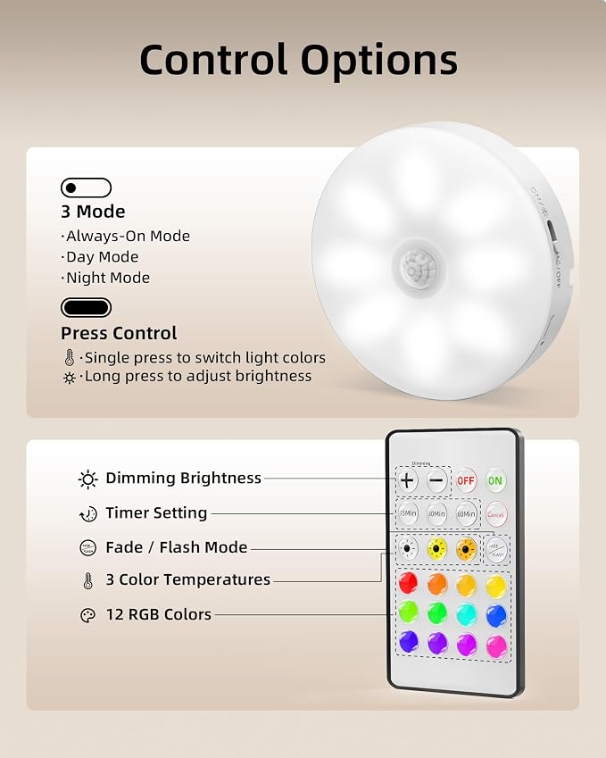EZVALO Under Cabinet Lighting, 1000mAh Rechargeable Puck Lights - Image 8