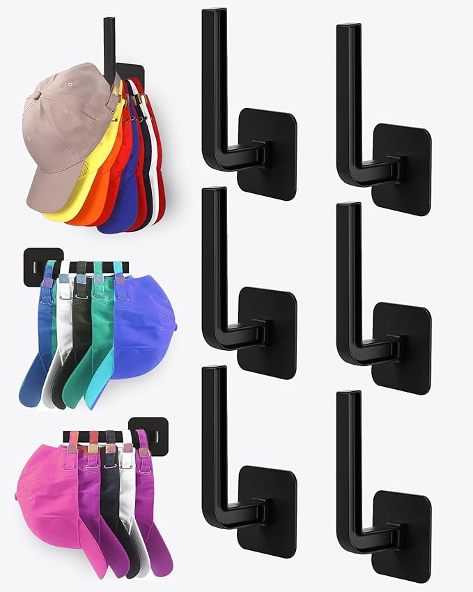 Hat Rack for Hat Storage, Strong Adhesive Hat Hooks for Wall Hat Organizer for by Sunfanie