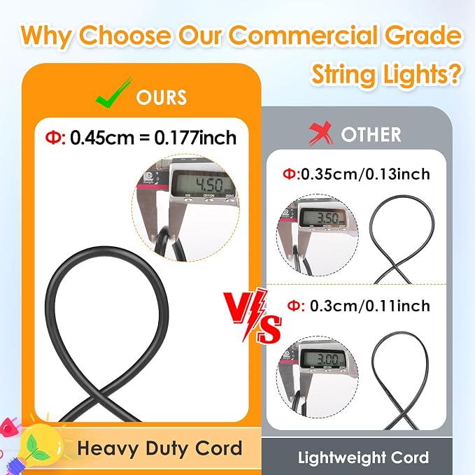Mlambert 144Ft Multicolor Outdoor Patio Lights, Dimmable RGB Cafe String Lights - Image 9