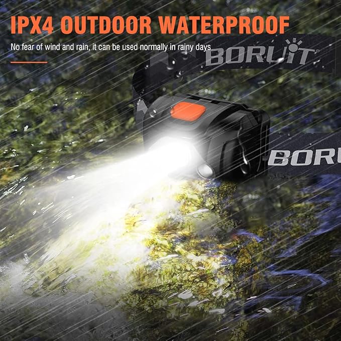 BORUIT LED Headlamp Red White Light Head Lamp AAA Battery Super Bright - Image 3