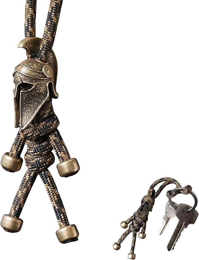 Paracord Keychain with Retro Brass Helmet Bead by KANGDAWEI