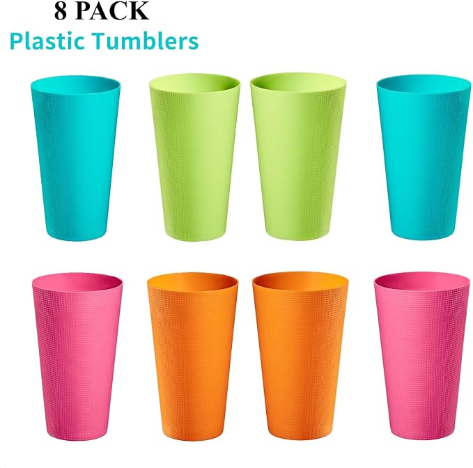 Plastic Cups Large Tumblers 35-ounce Reusable Drinking Glasses set of - Image 6
