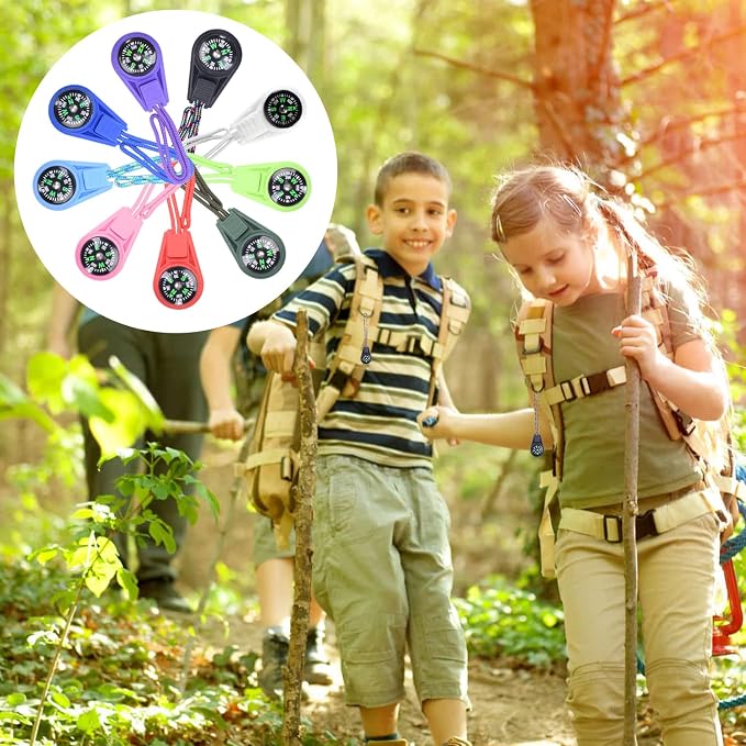 Mini Compass for Kids Compass Keychain，Button Compass Bulk kit，Paracord Hiking - Image 5
