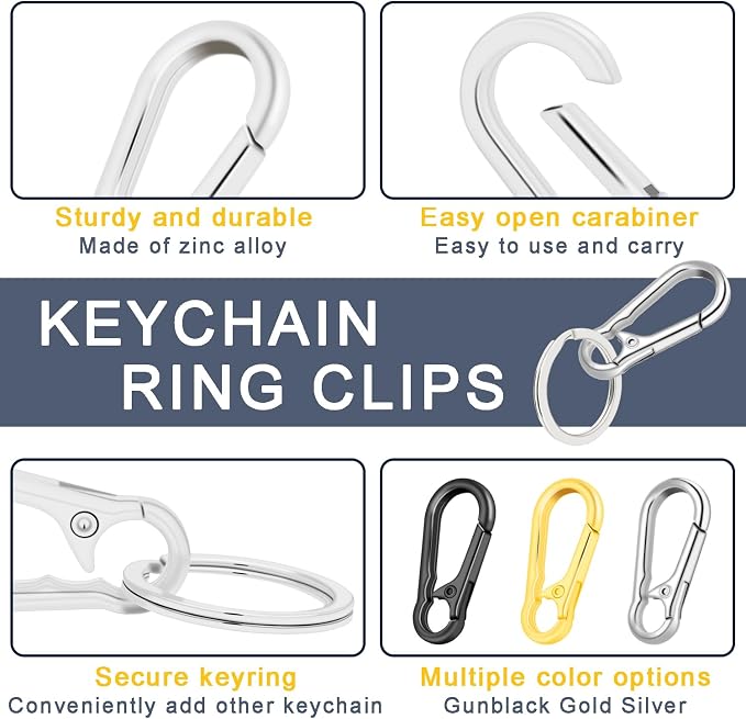 CooBigo 4Pack Small Keychain Rings, Metal Key Carabiner Clip, Mini EDC Key Ring - Image 5