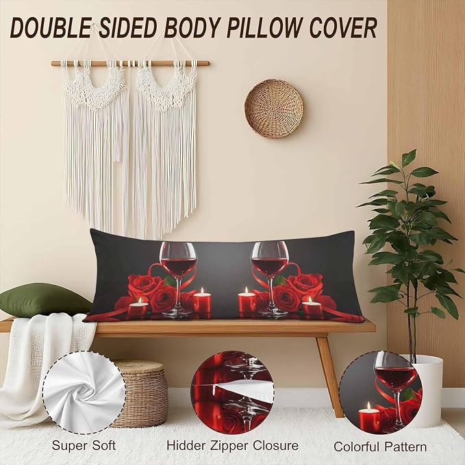 Decorative Home Body Pillow Covers Wine - Image 4