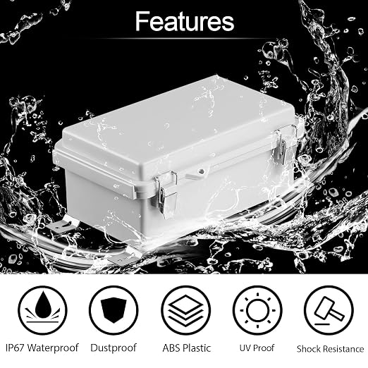 LeMotech Electrical Box, IP67 Waterproof Hinged Cover Stainless Steel Latch - Image 3