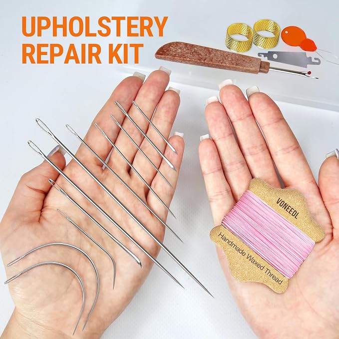 Upholstery Repair Kit: Waxed Sewing Thread & Heavy Duty Needles - Image 2