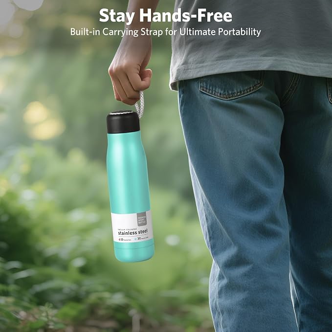 Water Bottle with Portable Lid Metal Thermos Vacuum Insulated Stainless Steel | - Image 5