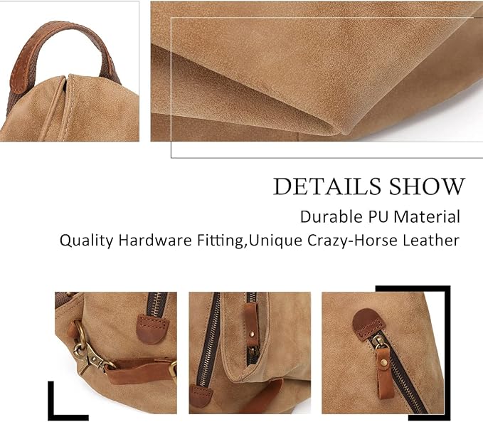 KL928 PU Leather Vintage Backpack – Large Casual Daypack Outdoor Travel - Image 3