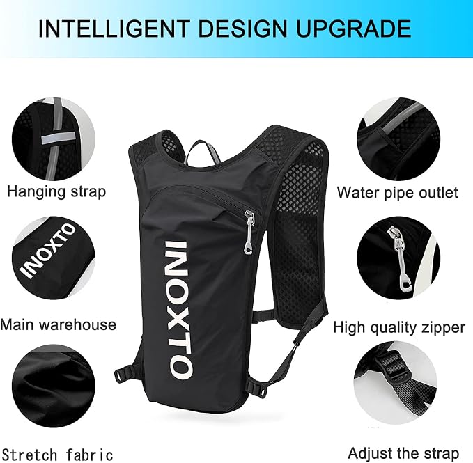 INOXTO Running Hydration Vest Backpack, Lightweight Insulated Pack - Image 2