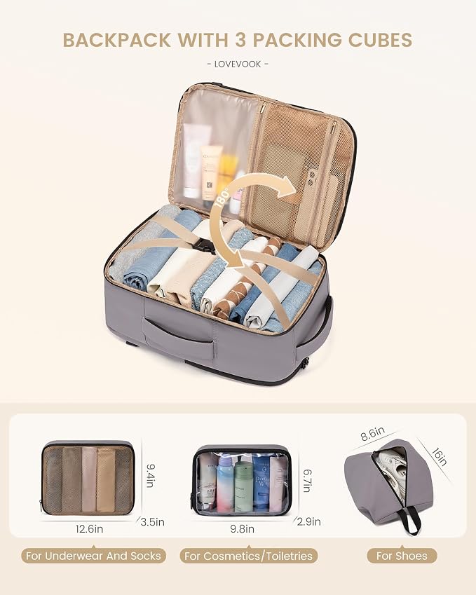 LOVEVOOK Travel Backpack for Women & Men, 50L Large Carry On Backpack Airline - Image 4