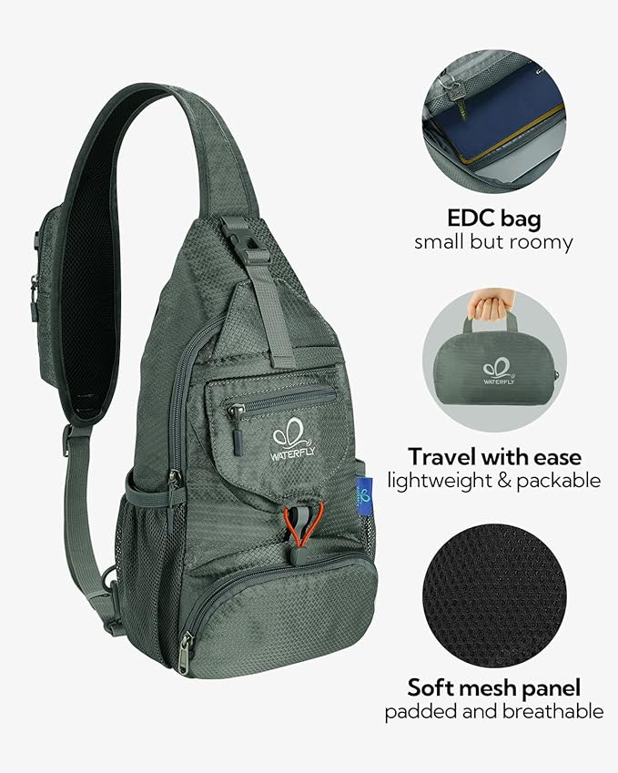 WATERFLY Packable Small Crossbody Sling Backpack Shoulder Chest Bag Daypack - Image 3