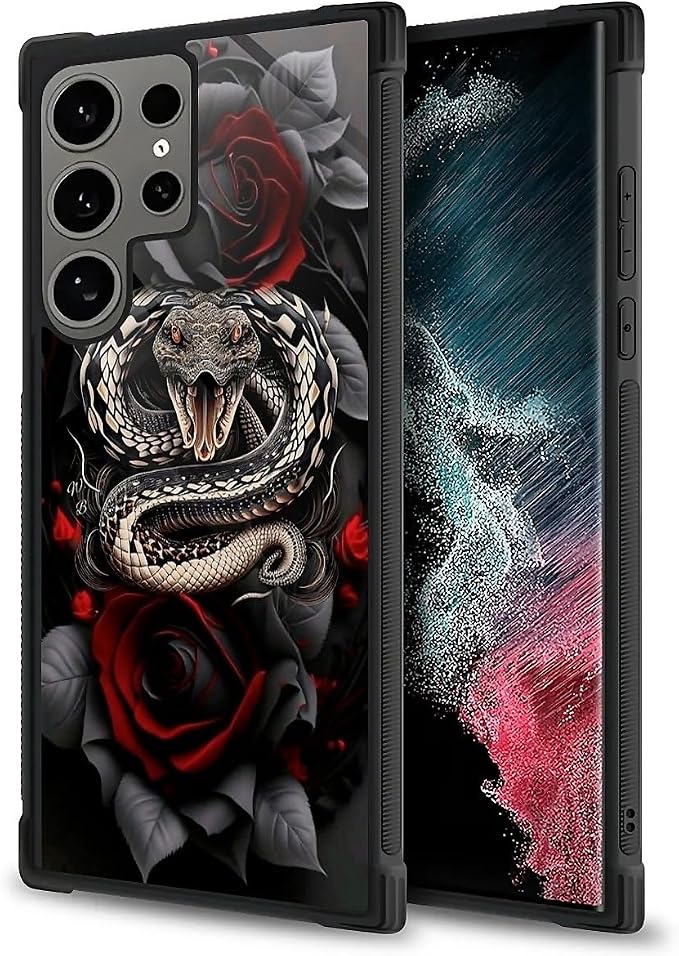 for Samsung Galaxy S24 Ultra Case, Entwined Rose Snake Pattern Graphic Design - Image 5