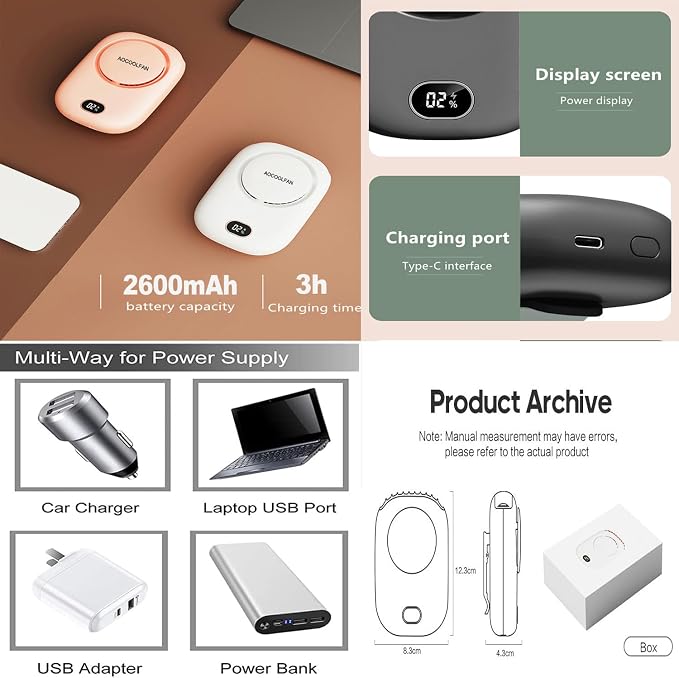 AOCOOLFAN Portable Neck Fan, Mini Small Personal Handheld Fan USB Rechargeable - Image 5