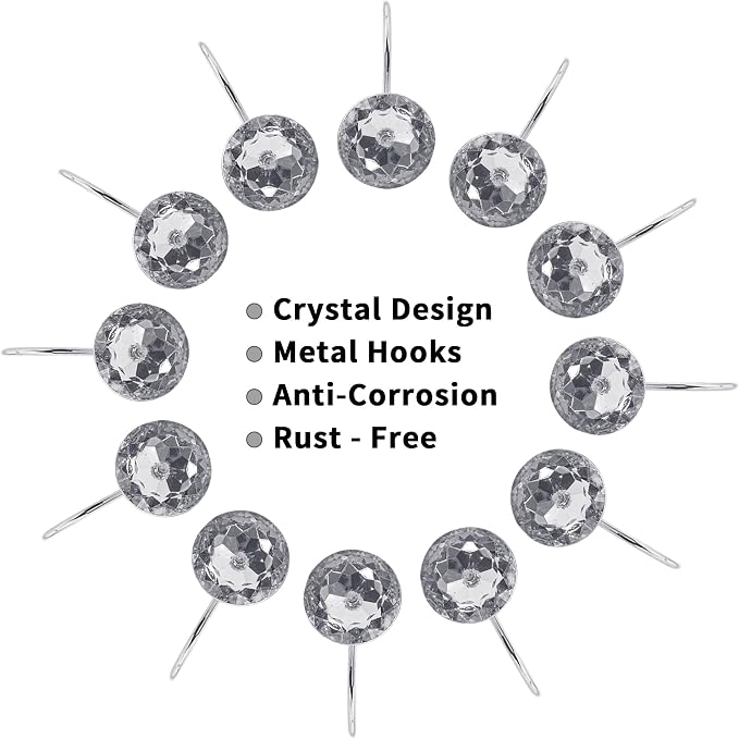 MitoVilla Grey Shower Curtain Hooks Rings, Metal Shower Hooks - Image 4