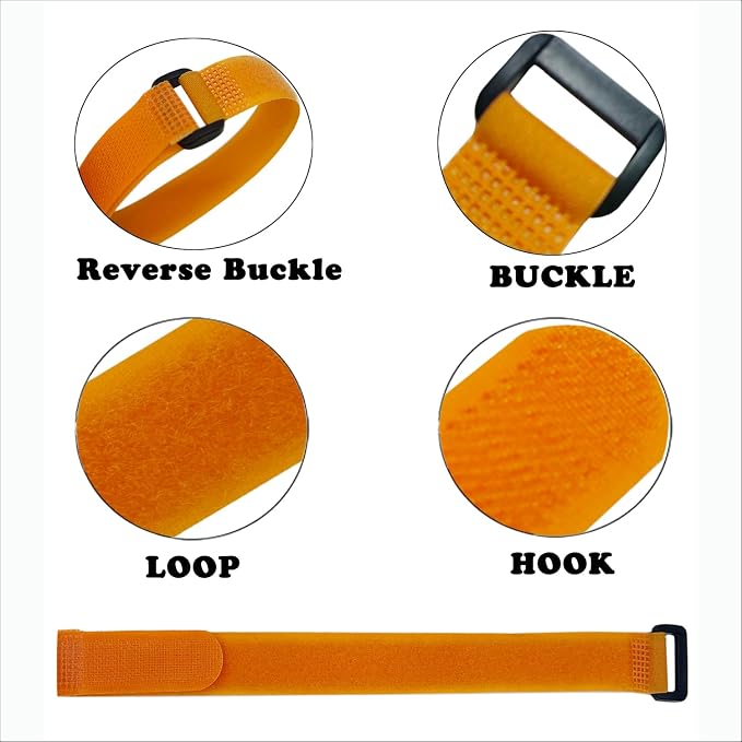 10 Pack Reusable Fastening Cable Ties and Cable Straps Orange Color, Adjustable - Image 4