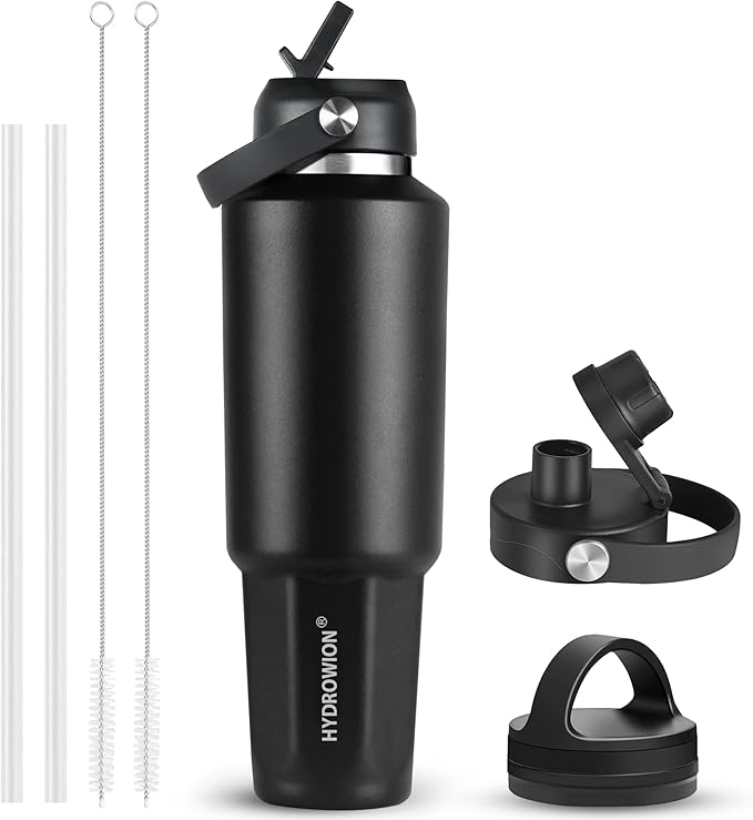 HYDROWION 40 oz Insulated Water Bottle, Car Water Bottle Holder by HYDROWION
