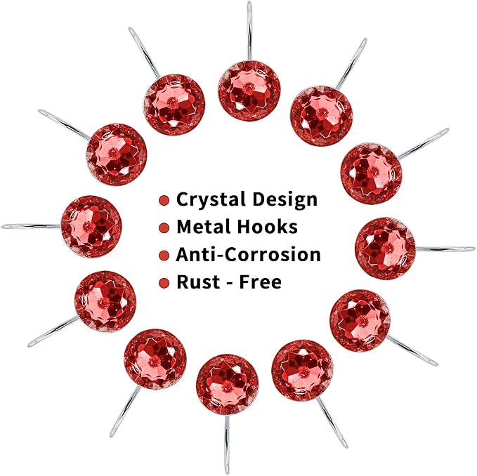 MitoVilla Red Christmas Shower Curtain Hooks Rings, Holiday Shower Hooks - Image 4