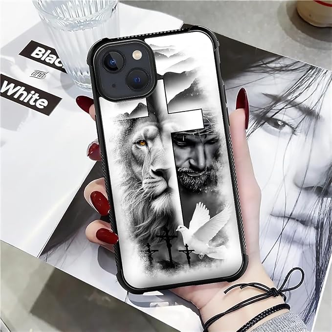 for iPhone 15 Plus Case, Lion Cross Jesus Christ Dove Pattern Made of Soft - Image 4