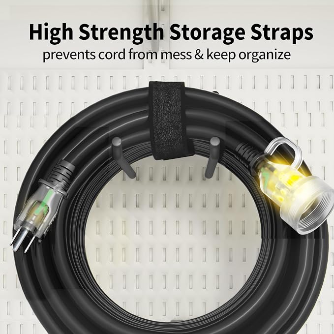 POWGRN 50FT 16 Gauge Black Outdoor Extension Cord Waterproof, 3 Prong Flexible - Image 7
