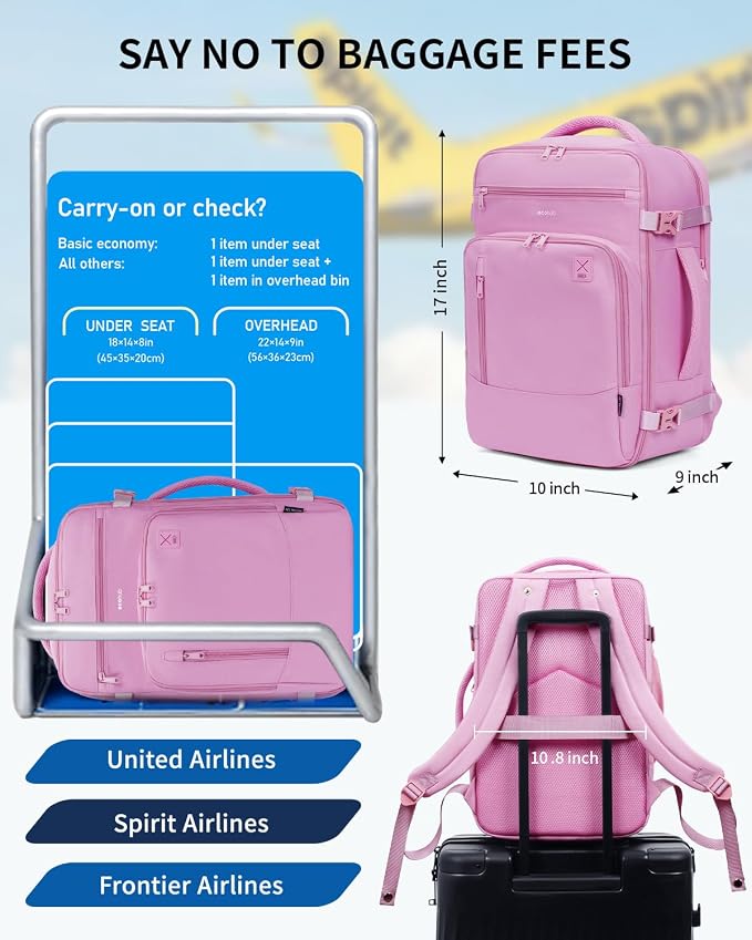 ECOHUB 17" Small Travel Backpack, United Airlines Personal Item Bag 17x10x9 - Image 2