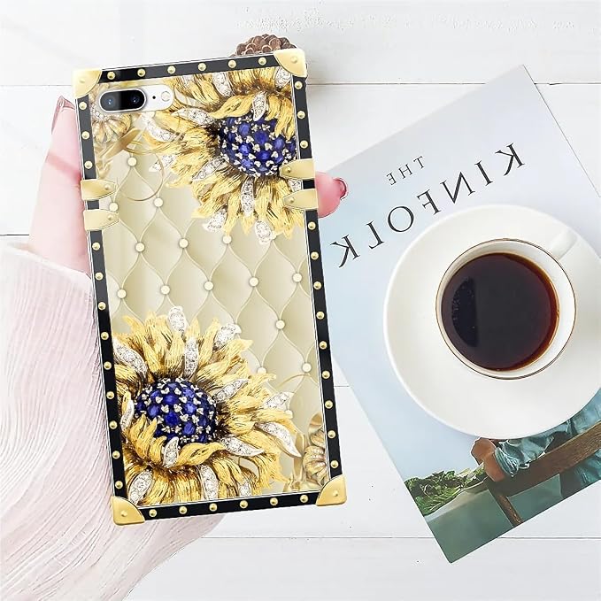 Compatible with iPhone 8 Plus 7 Plus Case, Sunflower Diamonds Leather Luxury - Image 7