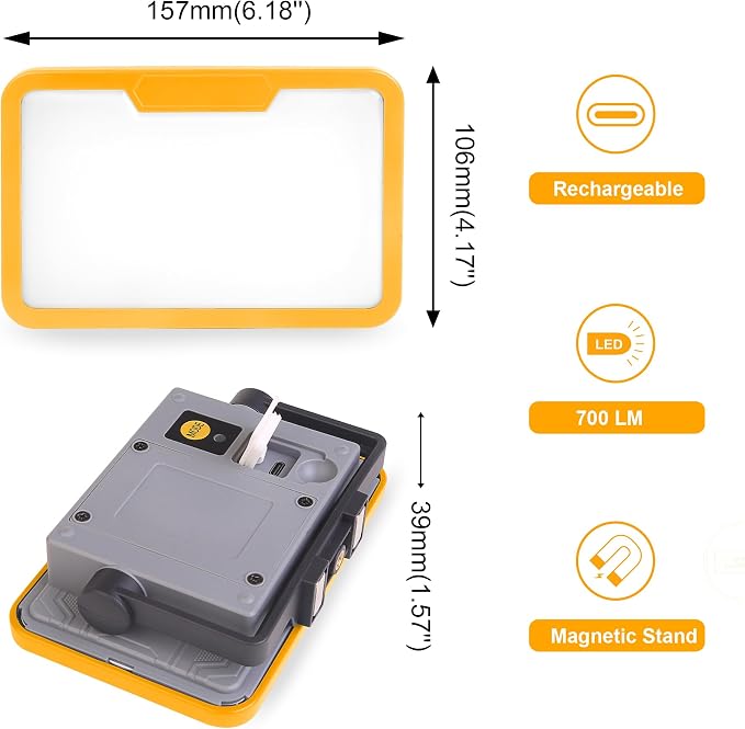 Rechargeable Work Light, 700LM Magnetic Work Light - Image 2