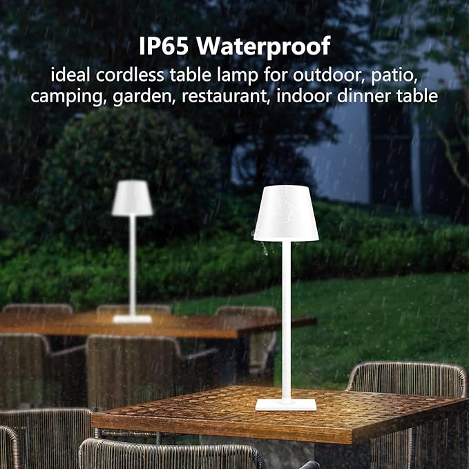 Yogaret White Cordless Table Lamp Set of 2 - Image 4